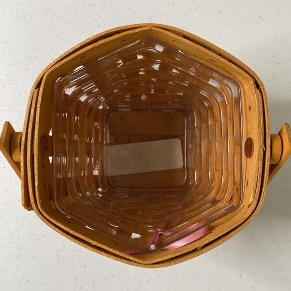 Longaberger 2001 Measuring Basket 5" Swing Handle Plastic Liner Hope Charm - Picture 11 of 15
